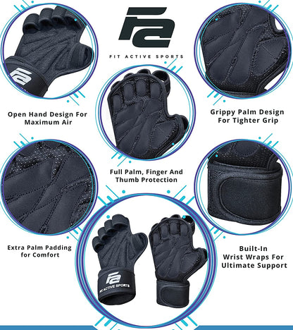 New Ventilated Weight Lifting Workout Gloves with Built-In Wrist Wraps for Men and Women - Great for Gym Fitness, Cross Training, Hand Support & Weightlifting.